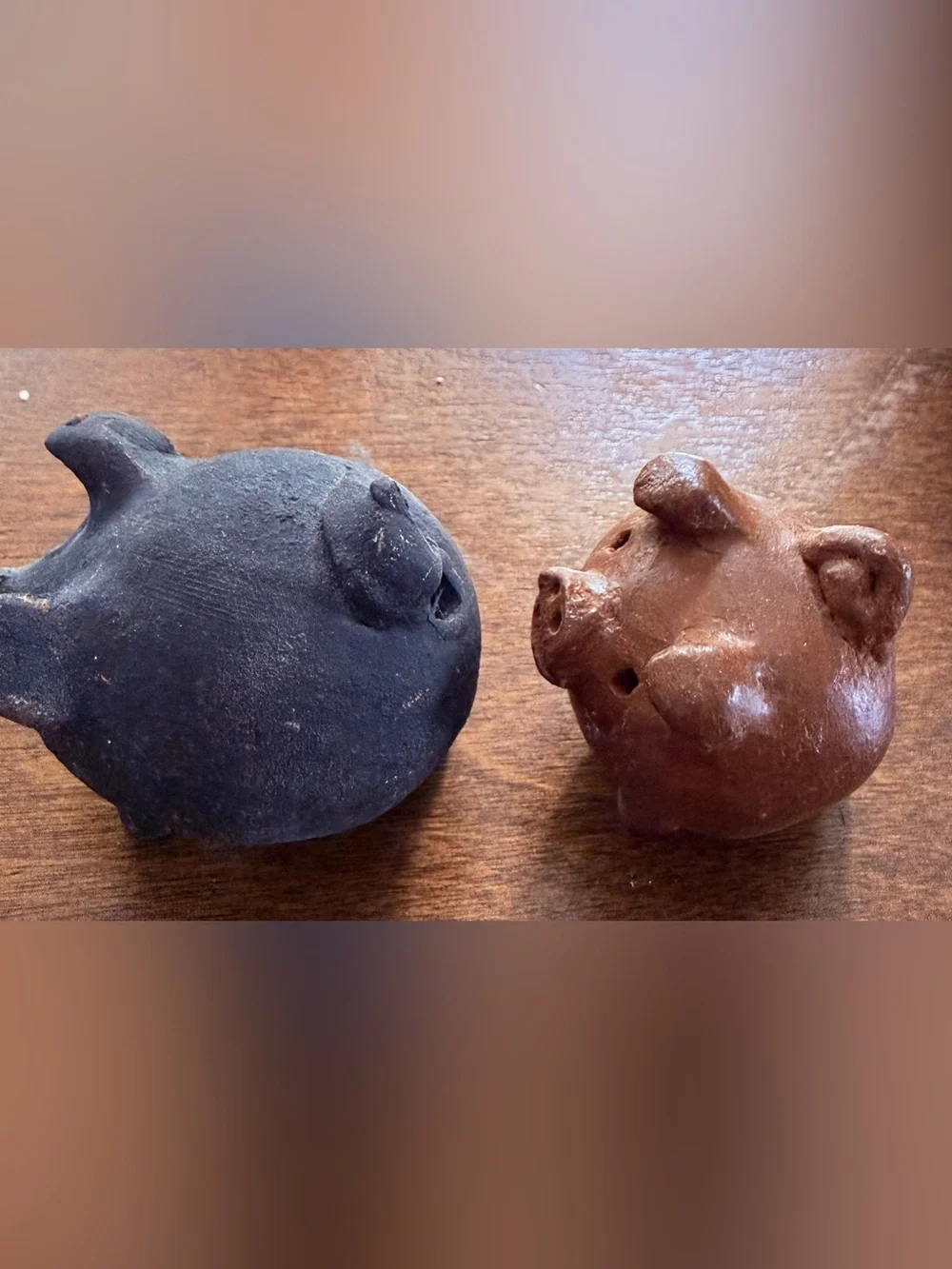 Vintage Chilean Chanchitos 3 Legged Lucky Pigs Clay Figurines by- Set of 2
